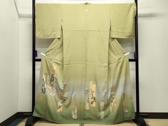 平和屋着物●豪華色留袖 刺繍 寿光織 休み鳥花文 暈し染め 金銀糸 正絹 逸品 CABG4548gh