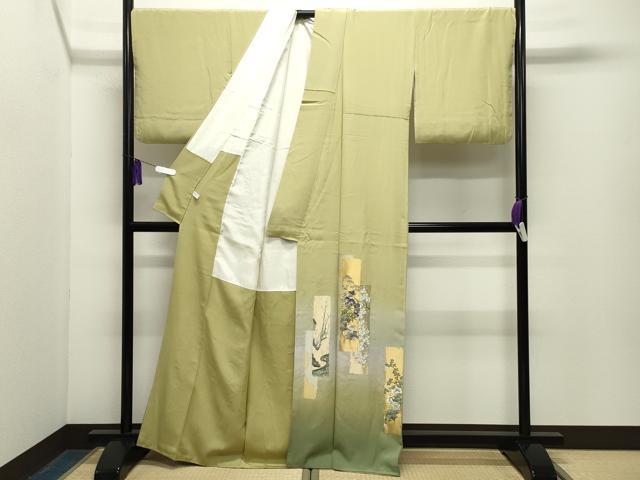 平和屋着物●豪華色留袖 刺繍 寿光織 休み鳥花文 暈し染め 金銀糸 正絹 逸品 CABG4548gh