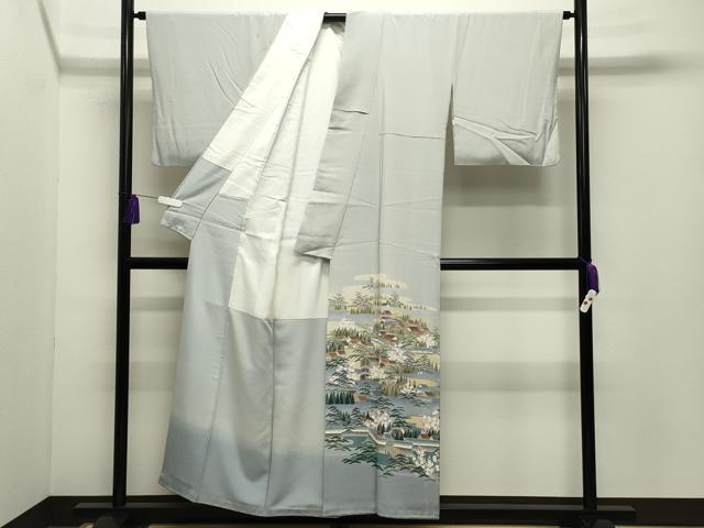平和屋着物●十日町友禅作家 阿部佳雪 色留袖 風景松梅文 暈し染め 正絹 逸品 CABG4550gh