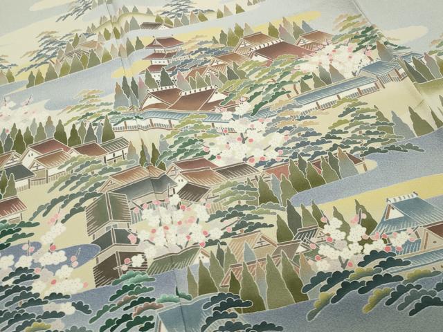 平和屋着物●十日町友禅作家 阿部佳雪 色留袖 風景松梅文 暈し染め 正絹 逸品 CABG4550gh