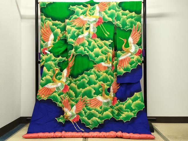 平和屋本店●色打掛 お引きずり 和装 婚礼 結婚式 花嫁 神社挙式 駒刺繍 雲重ね飛鶴花文 金銀糸 逸品 CABG4555gh