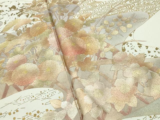 平和屋着物●訪問着 作家物 流水籬花文 暈し染め 金銀彩 正絹 逸品 未使用 CABG4566gh