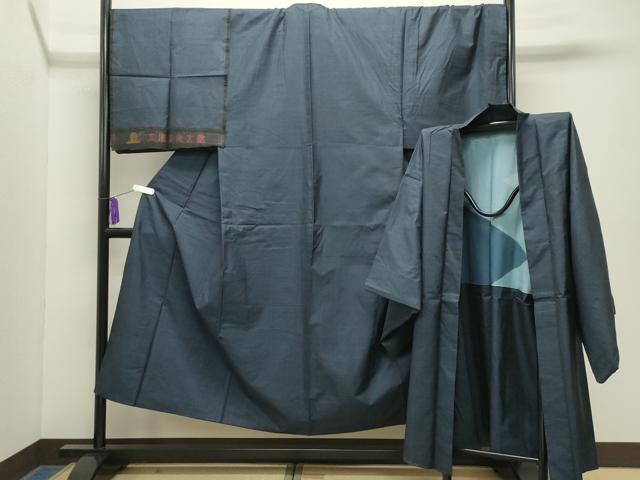 平和屋着物●男性 本場大島紬 アンサンブル 100亀甲 総詰め 反端付き 正絹 逸品 CABG4571gh