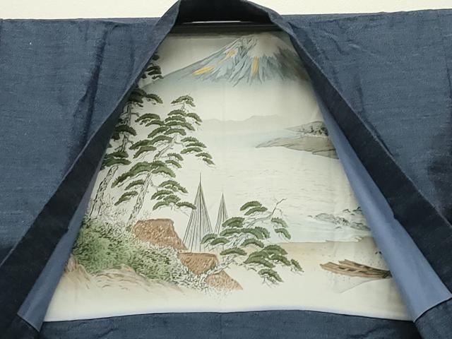 平和屋着物●男性 本場真綿絢結城紬 アンサンブル 杢 認定証付き 正絹 逸品 CABG4572gh