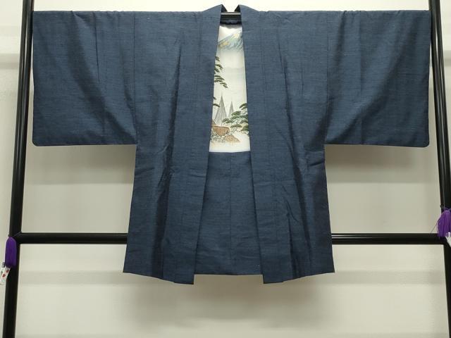 平和屋着物●男性 本場真綿絢結城紬 アンサンブル 杢 認定証付き 正絹 逸品 CABG4572gh