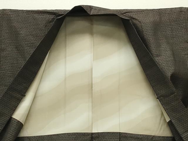平和屋着物●男性 国指定重要無形文化財 本場久米島紬 手織 アンサンブル 格子柄 正絹 逸品 CABG4575gh