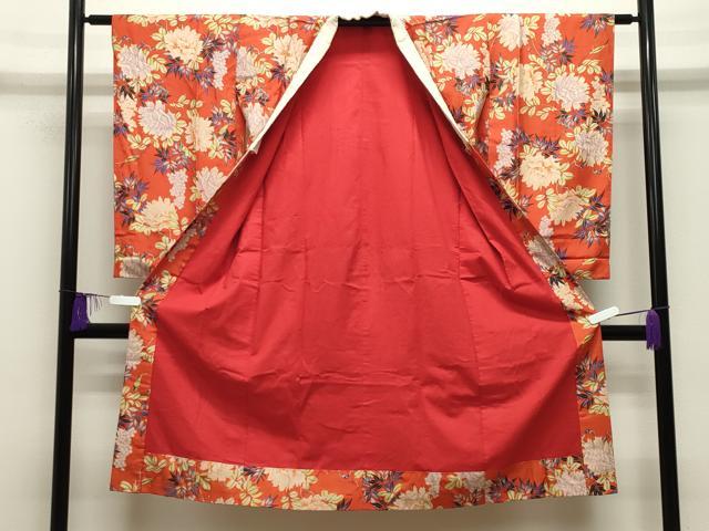 平和屋着物●アンティーク 大正ロマン 長襦袢 袷 葡萄蔦の葉花文 正絹 逸品 CABG4578gh