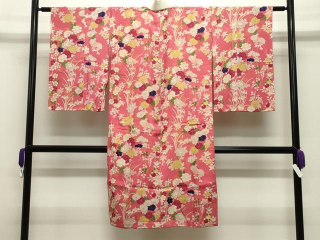 平和屋着物●アンティーク 大正ロマン 長襦袢 袷 草花文 正絹 逸品 CABG4579gh
