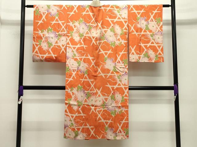 平和屋着物●アンティーク 大正ロマン 長襦袢 無双仕立て 籠目花文 正絹 逸品 CABG4580gh