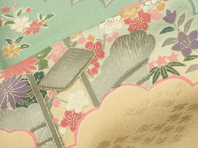 平和屋着物●訪問着 雲重ね花文 暈し染め 金彩 正絹 逸品 CABG4583gh