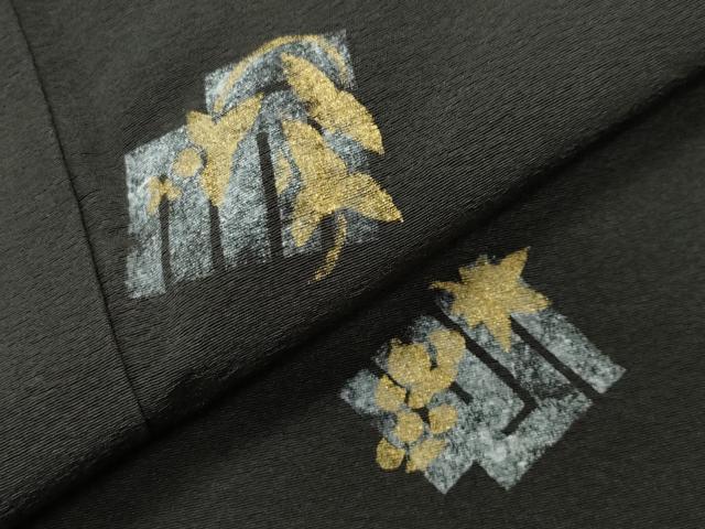 平和屋着物●上質な小紋 源氏香 黒地 金彩 正絹 逸品 CABG4584gh
