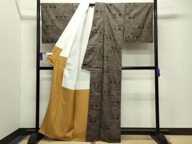 平和屋着物●本場大島紬 7マルキ 花唐草文 正絹 逸品 未使用 CABG4593gh