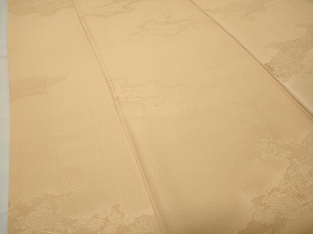 平和屋着物●上質な色無地 雲重ね花地紋 萱草色 正絹 逸品 CABG4598gh