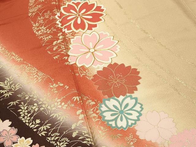 平和屋着物●豪華振袖・長襦袢セット 駒刺繍 舞花文 暈し染め 金彩 半衿刺繍 正絹 逸品 CABG4603gh