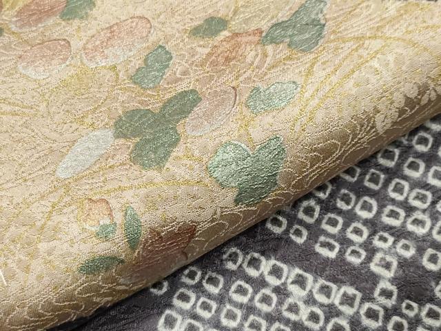 平和屋着物●訪問着 駒刺繍 絞り 地紙松花文 金銀彩 正絹 逸品 未使用 CABG4609gh