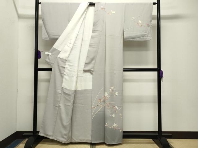 平和屋着物●京加賀友禅 百貫達雄 訪問着 枝花文 正絹 逸品 未使用 CABG4611gh
