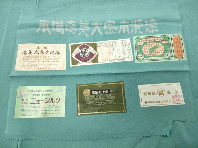 平和屋着物●本場奄美大島本泥染 赤塚次男作 色無地 白群色 証紙付き 正絹 逸品 未使用 CABG4614gh