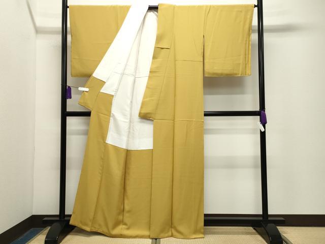 平和屋着物●上質な色無地 山吹茶色 正絹 逸品 CABG4618gh