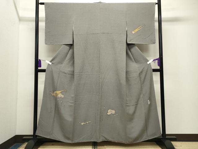 平和屋着物●友禅師・京の名工・伝統工芸士・樽本伊勢蔵 訪問着 琵琶 横笛 草花文 金銀彩 正絹 逸品 未使用 CABG4621gh