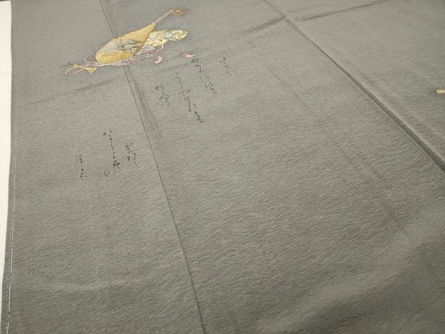 平和屋着物●友禅師・京の名工・伝統工芸士・樽本伊勢蔵 訪問着 琵琶 横笛 草花文 金銀彩 正絹 逸品 未使用 CABG4621gh