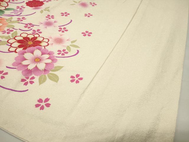 平和屋着物●豪華振袖 駒刺繍 毬舞桜文 暈し染め 金彩 銀通し地 正絹 逸品 CABG4622gh