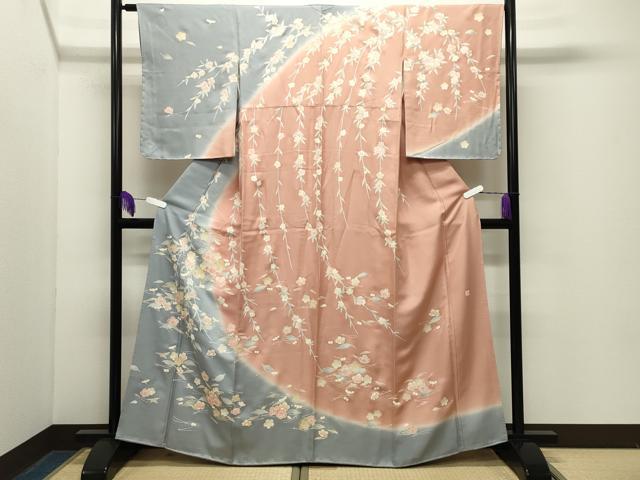 平和屋着物●訪問着 作家物 こぼれ松葉梅文 暈し染め 金彩 正絹 逸品 未使用 CABG4627gh