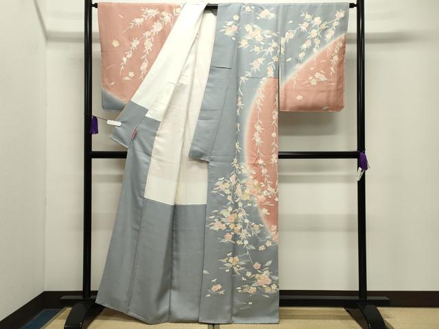 平和屋着物●訪問着 作家物 こぼれ松葉梅文 暈し染め 金彩 正絹 逸品 未使用 CABG4627gh