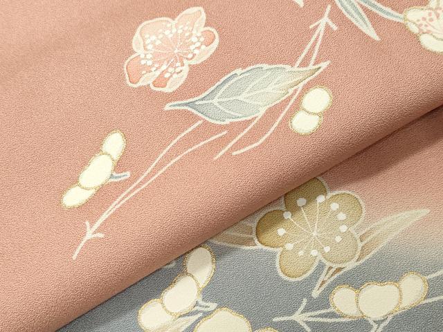 平和屋着物●訪問着 作家物 こぼれ松葉梅文 暈し染め 金彩 正絹 逸品 未使用 CABG4627gh