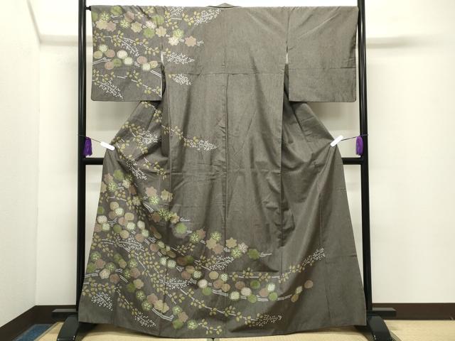 平和屋着物●訪問着 本場染大島紬 絞り 枝花文 正絹 逸品 CABG4628gh