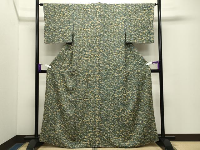 平和屋着物●上質な小紋 型染め 笹文 正絹 逸品 CABG4633gh