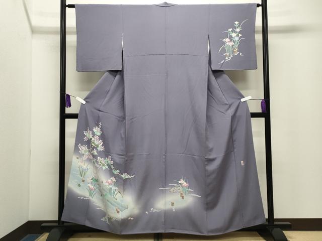 平和屋着物●本加賀友禅作家 岡本幸治 訪問着 渡橋花文 暈し染め 正絹 逸品 CABG4635gh