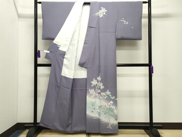 平和屋着物●本加賀友禅作家 岡本幸治 訪問着 渡橋花文 暈し染め 正絹 逸品 CABG4635gh