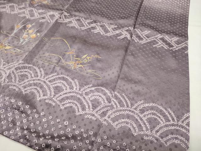 平和屋着物●訪問着 絞り 刺繍 流水花車文 暈し染め 金銀彩 正絹 逸品 CABG4639gh