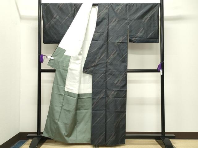 平和屋着物●本場大島紬 斜線文 正絹 逸品 CABG4640gh