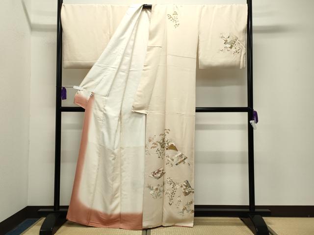 平和屋着物●訪問着 駒刺繍 冊子花文 金彩 正絹 逸品 CABG4645gh