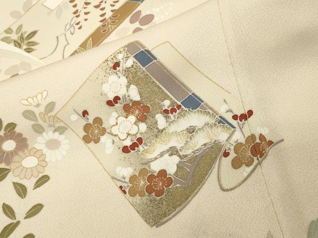 平和屋着物●訪問着 駒刺繍 冊子花文 金彩 正絹 逸品 CABG4645gh