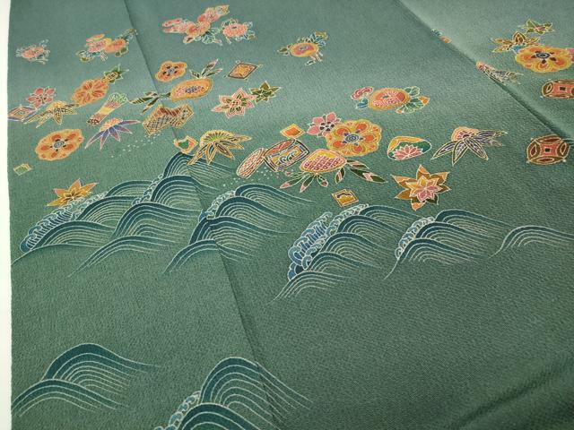 平和屋着物●訪問着 作家物 立波花文 暈し染め 鬼しぼ縮緬 正絹 逸品 CABG4654gh