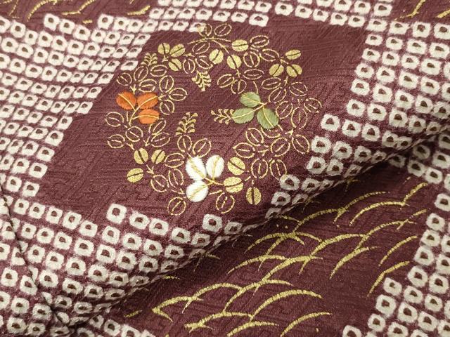 平和屋着物●訪問着 絞り 刺繍 菱花丸文 金彩 正絹 逸品 CABG4659gh