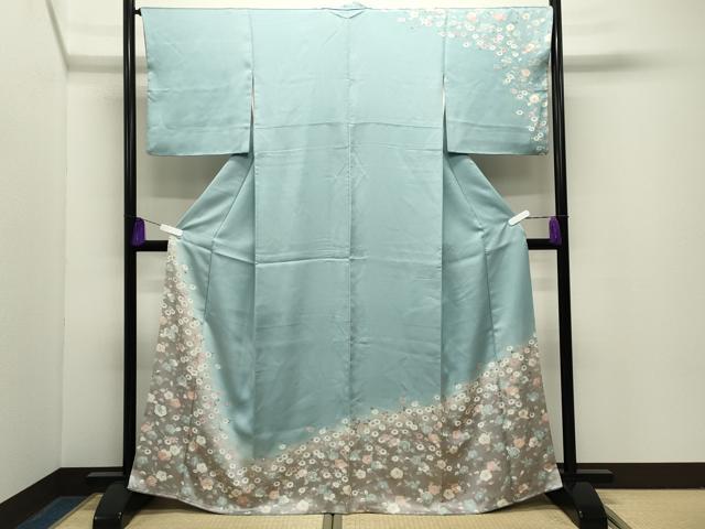 平和屋着物●訪問着 刺繍 椿花文 暈し染め 金彩 正絹 逸品 CABG4660gh