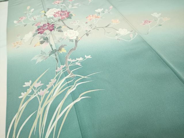 平和屋着物●訪問着 友禅 作家物 枝花文 暈し染め 正絹 逸品 CABG4661gh