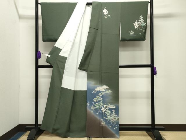 平和屋着物●訪問着 友禅 風景松竹梅文 暈し染め 正絹 逸品 未使用 CABG4664gh