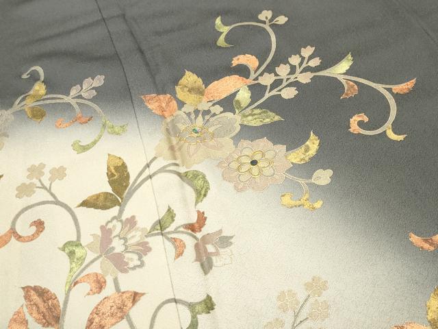 平和屋着物●訪問着 螺鈿 更紗花唐草文 暈し染め 金彩 正絹 逸品 CABG4665gh