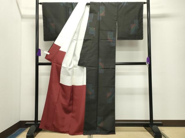 平和屋着物●本場大島紬 9マルキ 泥染め 地空き 色紙重ね草木文 川口織物謹製 証紙付き 正絹 逸品 未使用 CABG4690gh