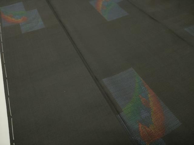 平和屋着物●本場大島紬 9マルキ 泥染め 地空き 色紙重ね草木文 川口織物謹製 証紙付き 正絹 逸品 未使用 CABG4690gh