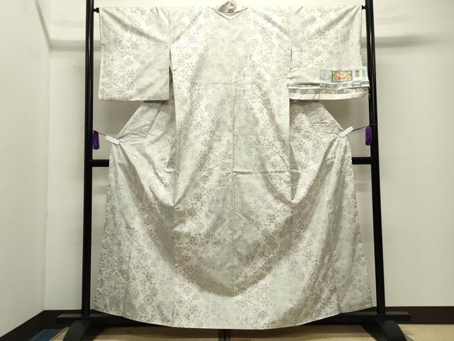 平和屋着物●本場大島紬 白大島 9マルキ 向かい鳥花文 むらなか謹製 証紙付き 正絹 逸品 CABG4700gh
