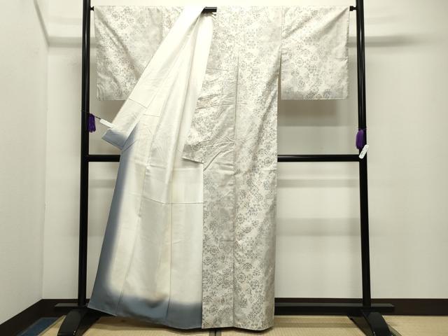 平和屋着物●本場大島紬 白大島 9マルキ 向かい鳥花文 むらなか謹製 証紙付き 正絹 逸品 CABG4700gh