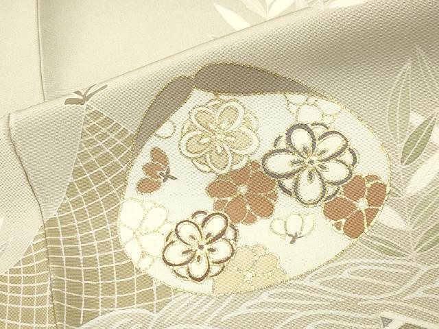 平和屋着物●豪華色留袖 駒刺繍 貝合わせ梅松文 暈し染め 金彩 正絹 逸品 CABG4711gh