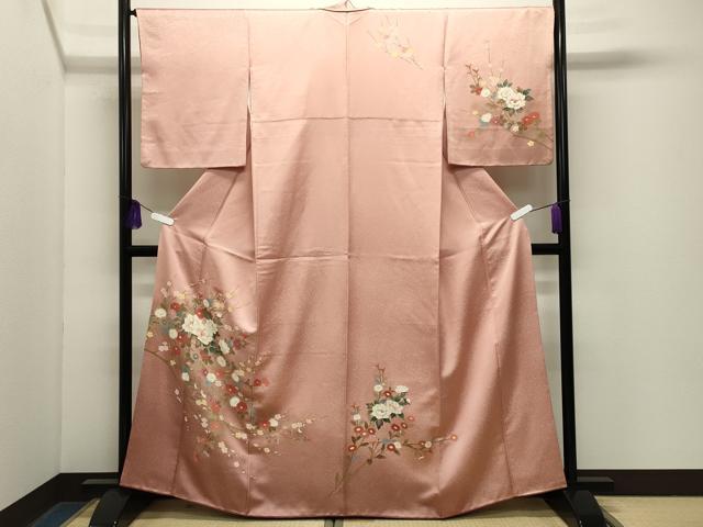 平和屋着物●訪問着 枝花文 金銀彩 正絹 逸品 CABG4714gh