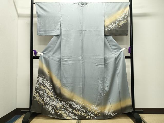 平和屋着物●訪問着 立波草花文 暈し染め 金彩 正絹 逸品 CABG4716gh