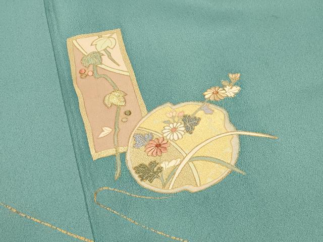 平和屋着物●訪問着 竹屋町刺繍 短冊花文 金彩 正絹 逸品 CABG4718gh